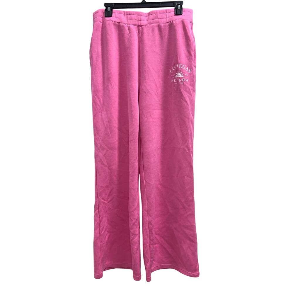 Ocean Drive Las Vegas bubblegum pink wide leg track sweat pants pockets sz XL